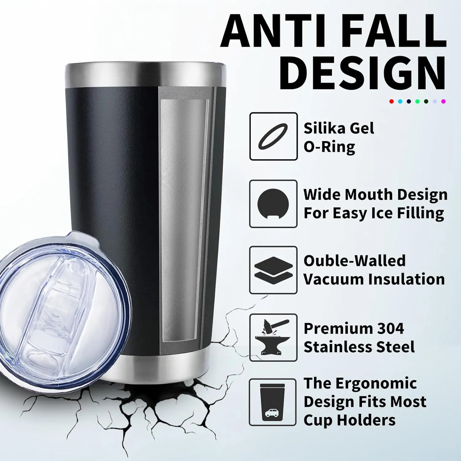 36 Packs, 20oz Stainless Steel Bulk Tumblers with Lids and Straws, Leakproof Double Wall Travel Mug for Hot/Cold Drinks, Home Office Outdoor Party Use, Durable Powder Coated Insulated Cup/Black