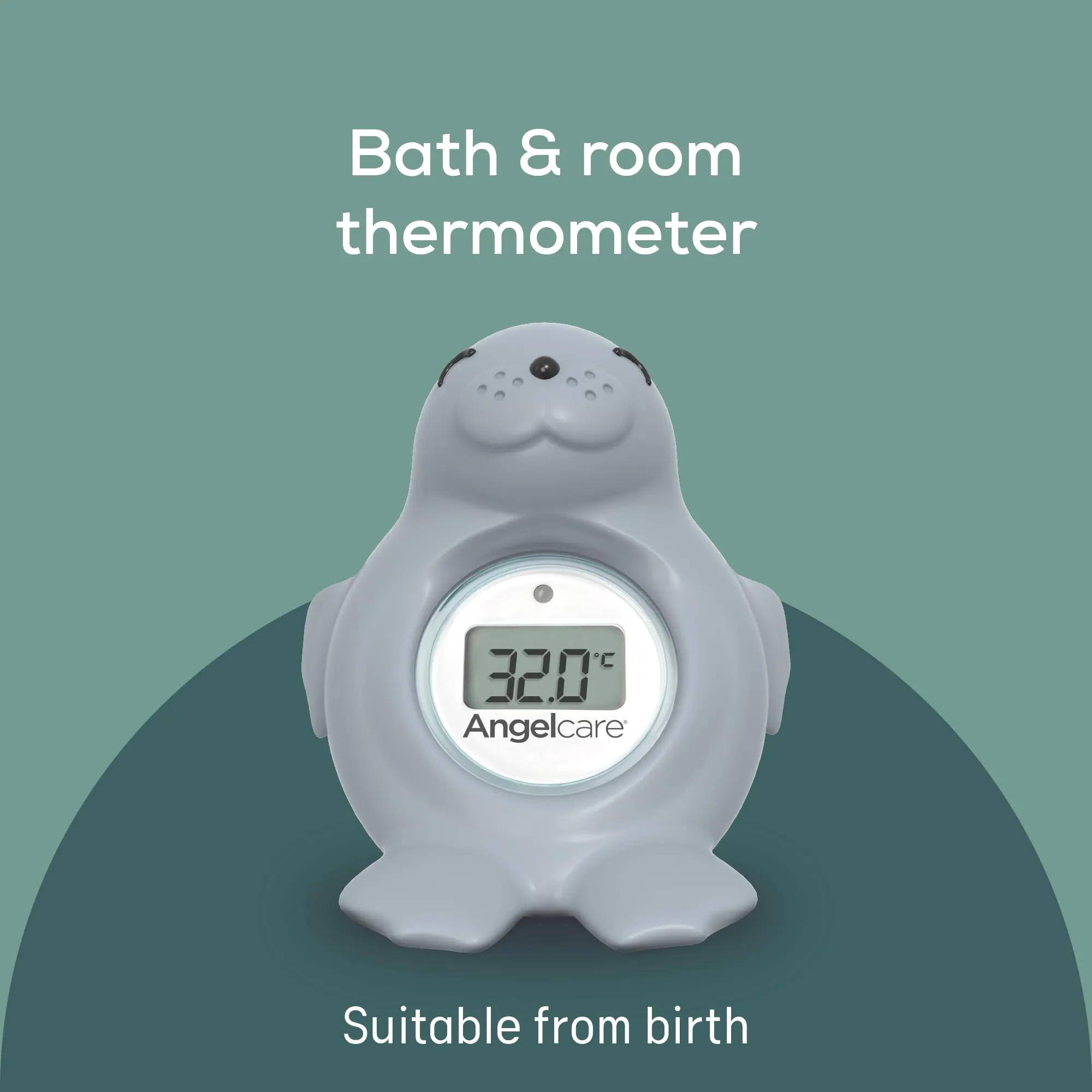 Angelcare Bath and Room Thermometer - Happy Seal, Grey, One Size