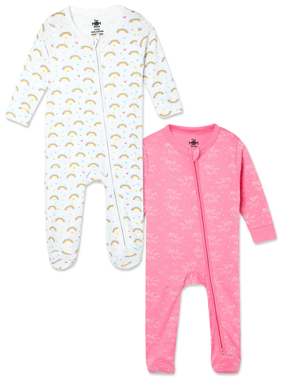 Baby Zipper Romper Combo of 2: Fairyland-Magic Bow