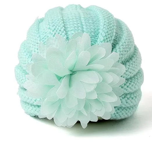 Babymoon | Set of 2 | Knit Flower Cap  Newborn Photography Crochet Outfit Costume | Blue & Red