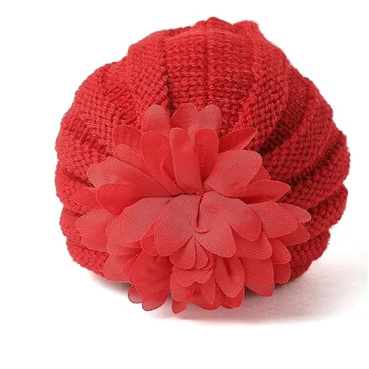 Babymoon | Set of 2 | Knit Flower Cap  Newborn Photography Crochet Outfit Costume | Blue & Red