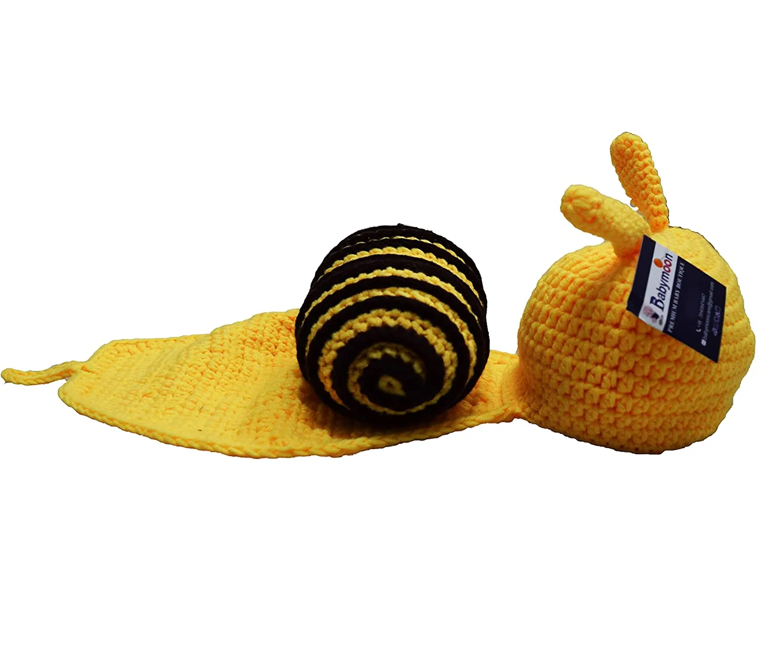 Babymoon Snail Newborn Photography Crochet Outfit Costume - Yellow