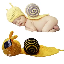 Babymoon Snail Newborn Photography Crochet Outfit Costume - Yellow