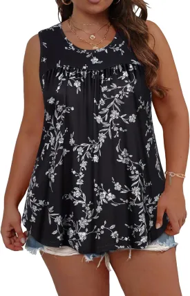 CHICGAL Womens Summer Tank Tops Sleeveless T Shirt Casual Loose Fit Tunic Blouses