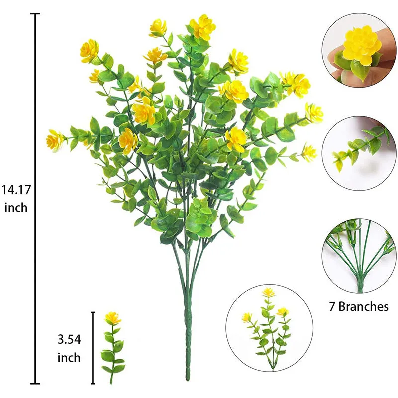 Clearance Bulk 8 Bundles Faux Plants Eucalyptus UV Resistant Shrubs for Outside Indoor Decorations Wholesale