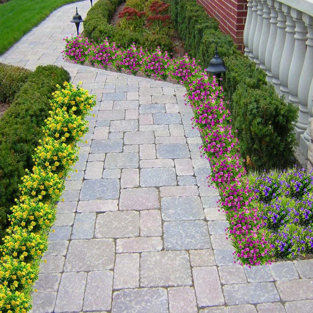 Clearance Bulk 8 Bundles Faux Plants Eucalyptus UV Resistant Shrubs for Outside Indoor Decorations Wholesale
