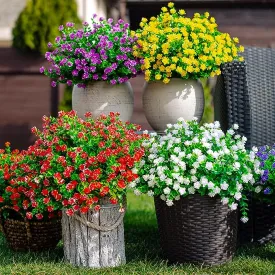 Clearance Bulk 8 Bundles Faux Plants Eucalyptus UV Resistant Shrubs for Outside Indoor Decorations Wholesale