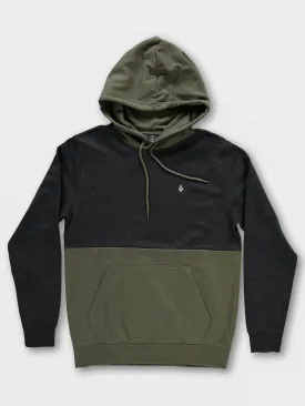 Contrast Pullover Fleece Hoodie - Military