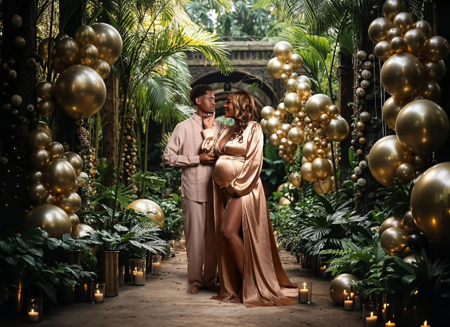 Dedysler Maternity Photo Shoot Dress Long Sleeve Maxi Maternity Gown Side Splits Baby Shower Photoshoot for Photography