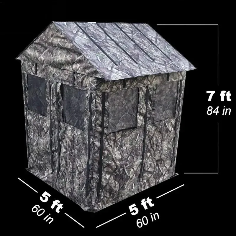 Deluxe Steel Frame 3 or 4 Person Hunting Ground Blind Shoot Through Mesh Windows and Anchoring System Included Hunting Blind