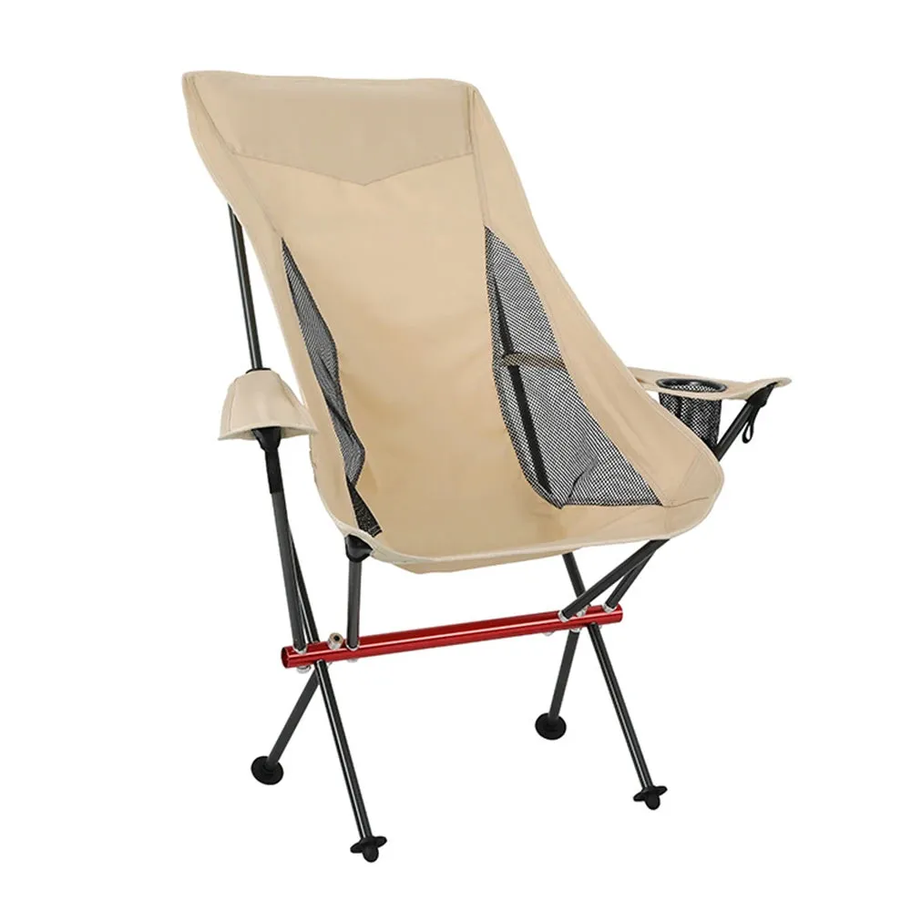 Desert Fox Camping Chair with Armrest Outdoor Folding Chairs with Carry Bag Long Backrest Chair for Fishing Hiking Climbing