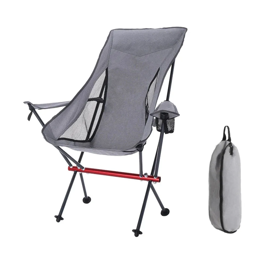 Desert Fox Camping Chair with Armrest Outdoor Folding Chairs with Carry Bag Long Backrest Chair for Fishing Hiking Climbing