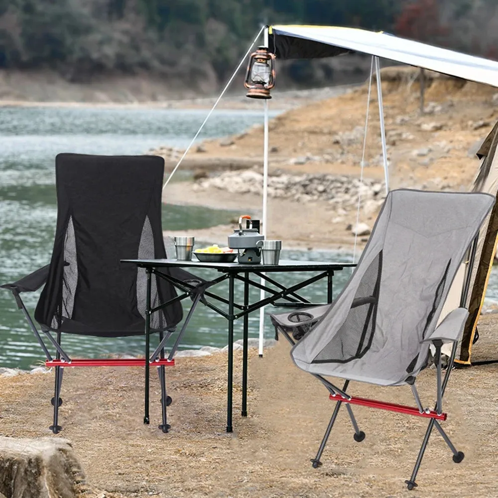 Desert Fox Camping Chair with Armrest Outdoor Folding Chairs with Carry Bag Long Backrest Chair for Fishing Hiking Climbing