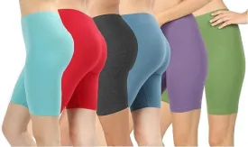 EAG 6 Pack of Biker Shorts for Women 7" Workout Biker Shorts for Cycling Running Gym Yoga Athletic [Available in Plus Size]