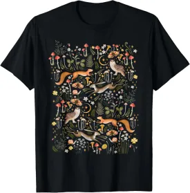 Forest Friends Animals Wildflowers Cottagecore Nature Lover T-Shirt