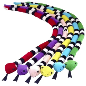 Kicko Striped Coral Snake Plush - 45 Inch - 6 Pack Assorted Colors - Giant Stuffed Animals