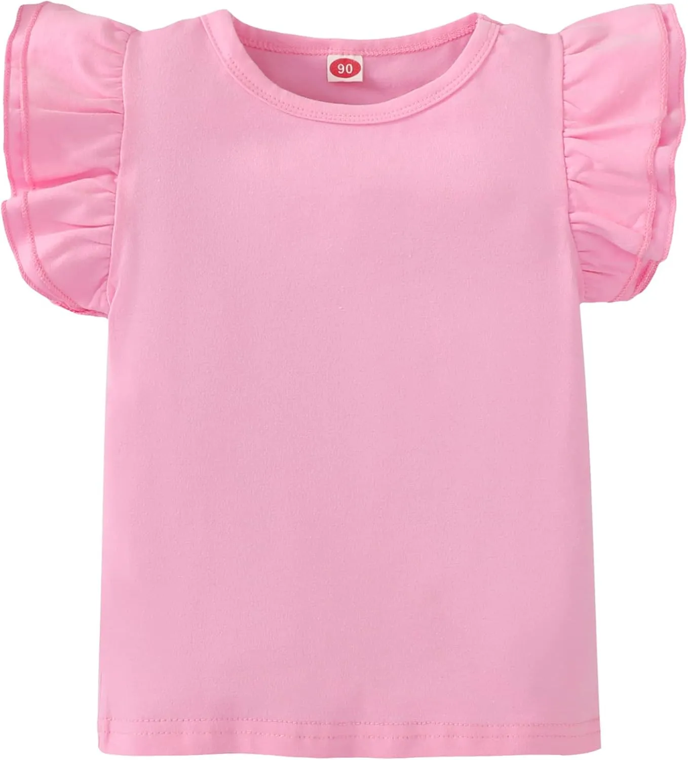 Kids Blouse Plain Ruffle Sleeve Top Toddler Girls Solid Color T-Shirt Baby Girl Cotton Casual Clothes