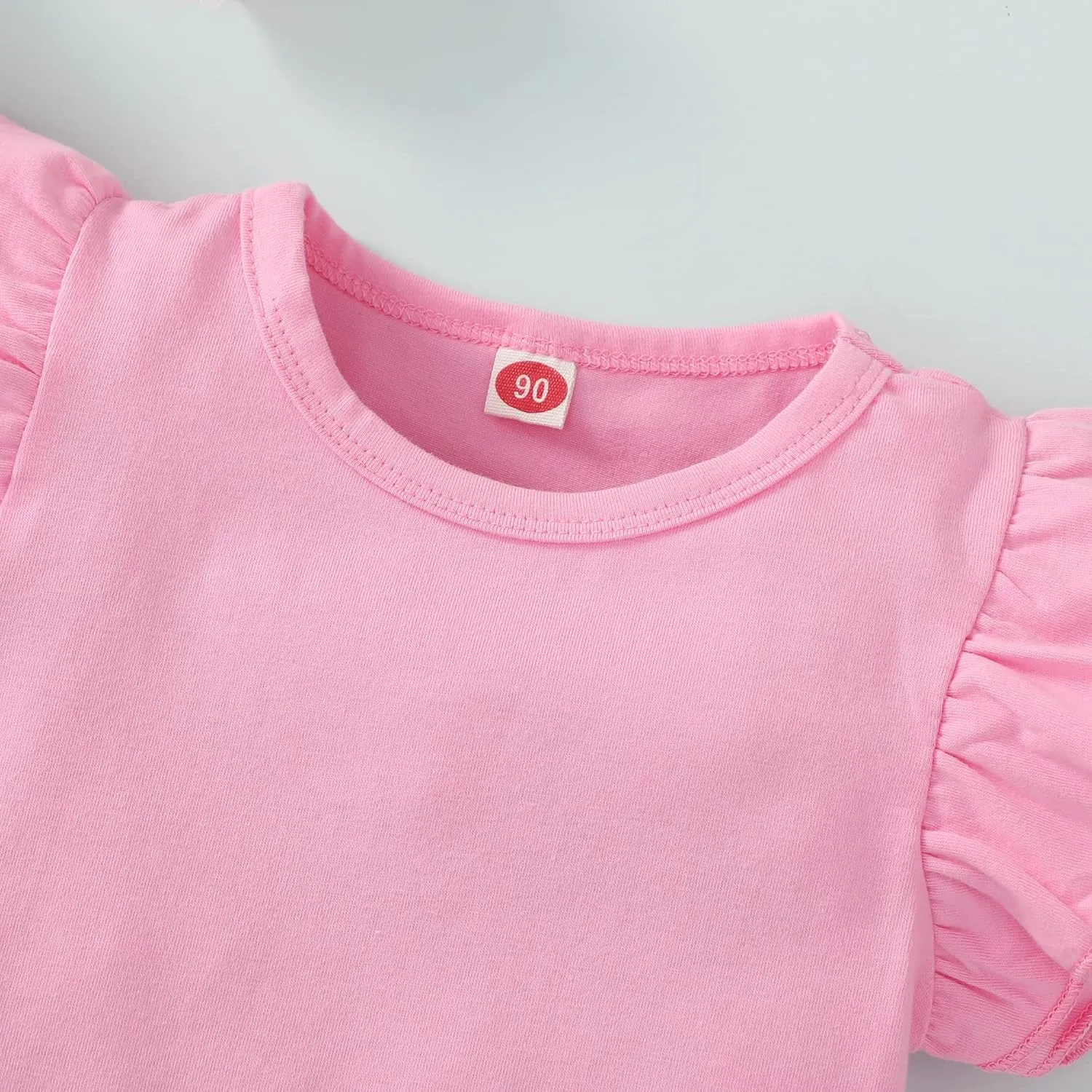 Kids Blouse Plain Ruffle Sleeve Top Toddler Girls Solid Color T-Shirt Baby Girl Cotton Casual Clothes