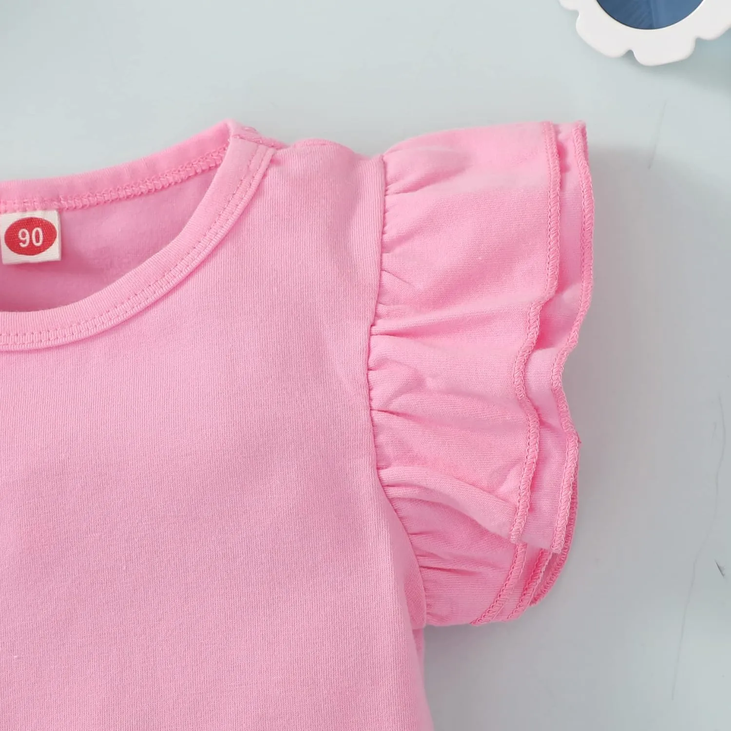 Kids Blouse Plain Ruffle Sleeve Top Toddler Girls Solid Color T-Shirt Baby Girl Cotton Casual Clothes