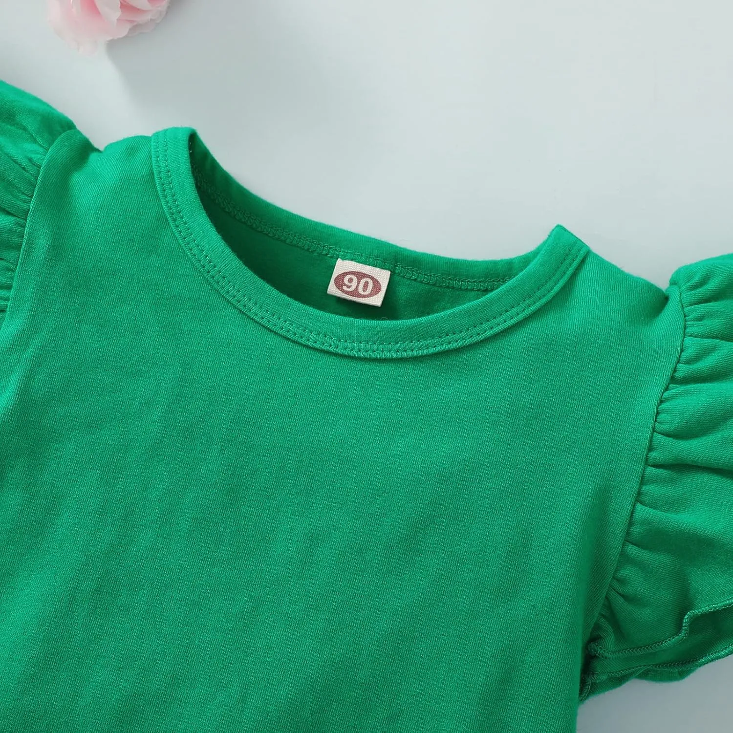 Kids Blouse Plain Ruffle Sleeve Top Toddler Girls Solid Color T-Shirt Baby Girl Cotton Casual Clothes