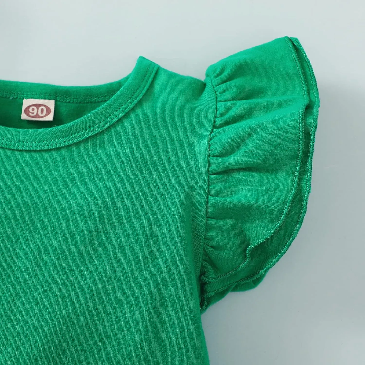 Kids Blouse Plain Ruffle Sleeve Top Toddler Girls Solid Color T-Shirt Baby Girl Cotton Casual Clothes