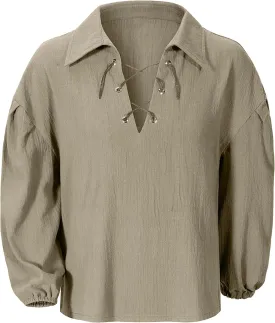 Kids Medieval Viking Pirate Renaissance Retro Costume Shirt for Boys Halloween Party Cosplay 3-12 Years