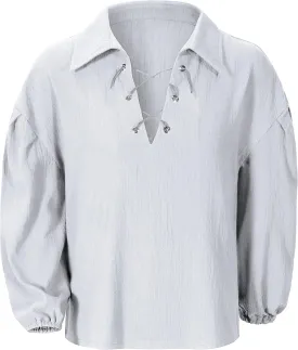 Kids Medieval Viking Pirate Renaissance Retro Costume Shirt for Boys Halloween Party Cosplay 3-12 Years