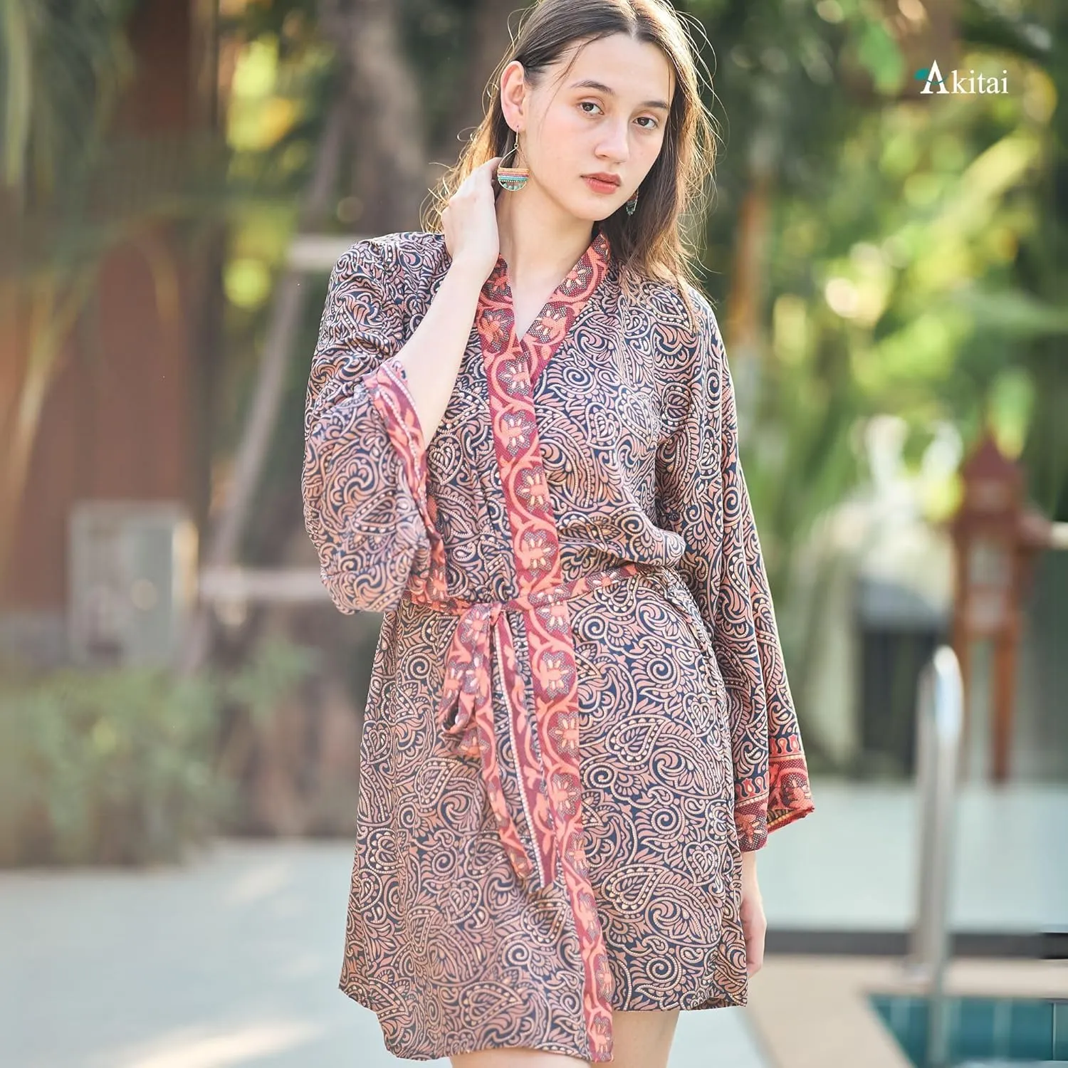 Kimono Boho for Women - 100% Kasturi Cotton - Flattering 3/4 Sleeve - Versatile for Beach, Vacation, Layering