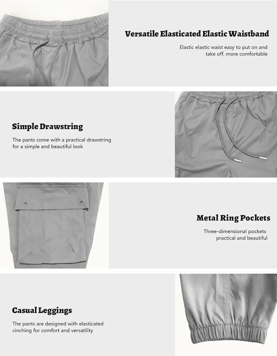M Menmentings Men's Outdoor Jogging Casual Sweatpants Stretch Waist Lightweight Cargo Pants