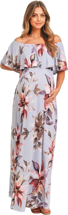 Maternity Dress Off Shoulder Maxi Pregnant Women Baby Shower Photoshoot