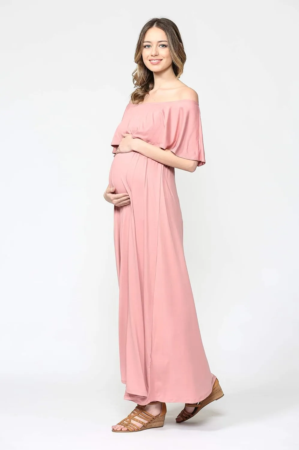 Maternity Dress Off Shoulder Maxi Pregnant Women Baby Shower Photoshoot