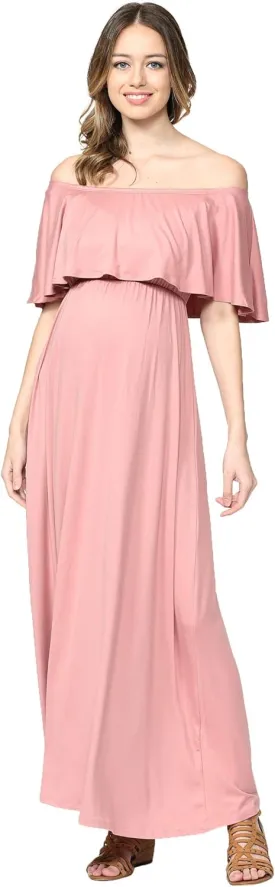 Maternity Dress Off Shoulder Maxi Pregnant Women Baby Shower Photoshoot