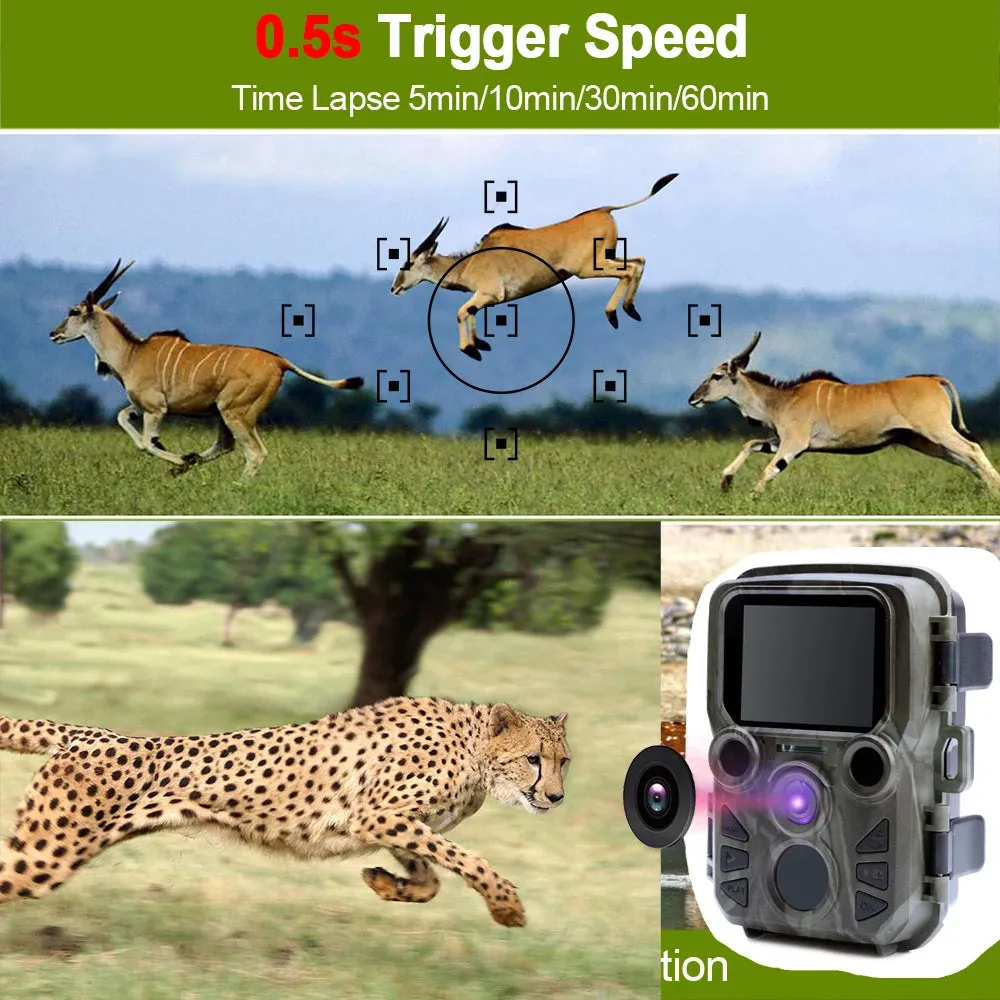 Mini Trail Game Camera Night Vision 1080P 12MP Waterproof Hunting Camera Outdoor Wild photo traps with IR LEDS Range Up To 65ft