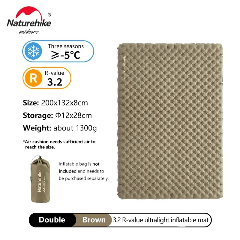 Naturehike Inflatable Mattress 3.2 R Value Air Bed Outdoor Camping Travel Ultralight Portable Moisture-proof Mat Sleeping Pad