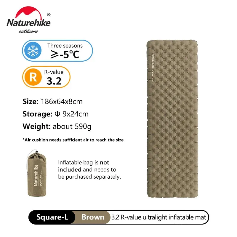Naturehike Inflatable Mattress 3.2 R Value Air Bed Outdoor Camping Travel Ultralight Portable Moisture-proof Mat Sleeping Pad