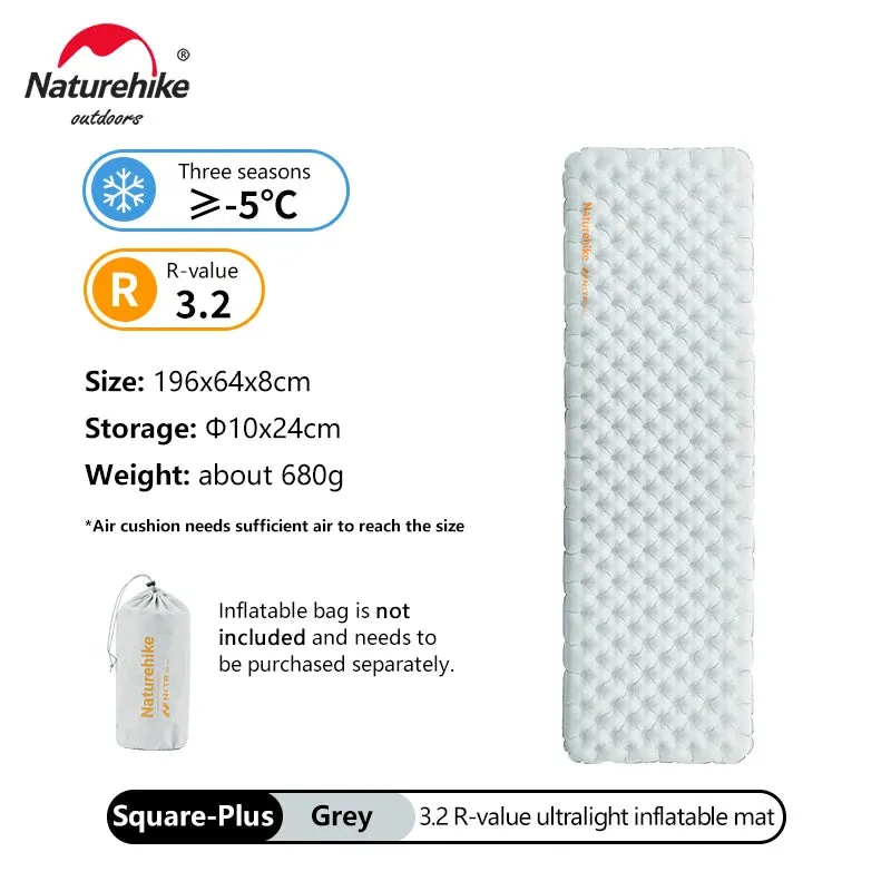 Naturehike Inflatable Mattress 3.2 R Value Air Bed Outdoor Camping Travel Ultralight Portable Moisture-proof Mat Sleeping Pad