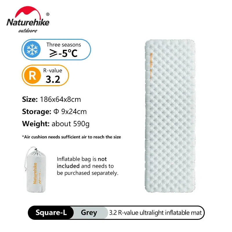 Naturehike Inflatable Mattress 3.2 R Value Air Bed Outdoor Camping Travel Ultralight Portable Moisture-proof Mat Sleeping Pad