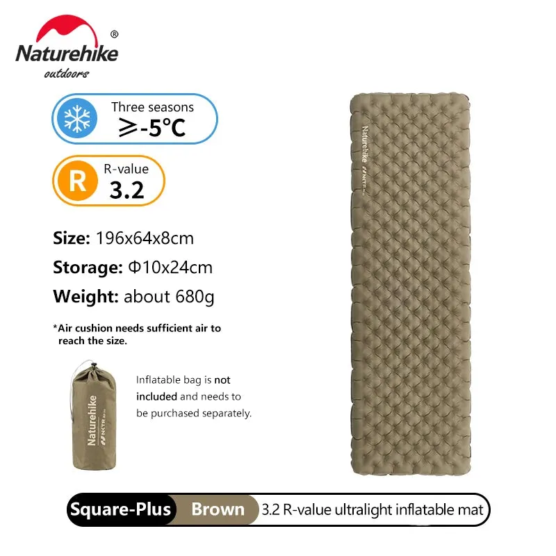 Naturehike Inflatable Mattress 3.2 R Value Air Bed Outdoor Camping Travel Ultralight Portable Moisture-proof Mat Sleeping Pad