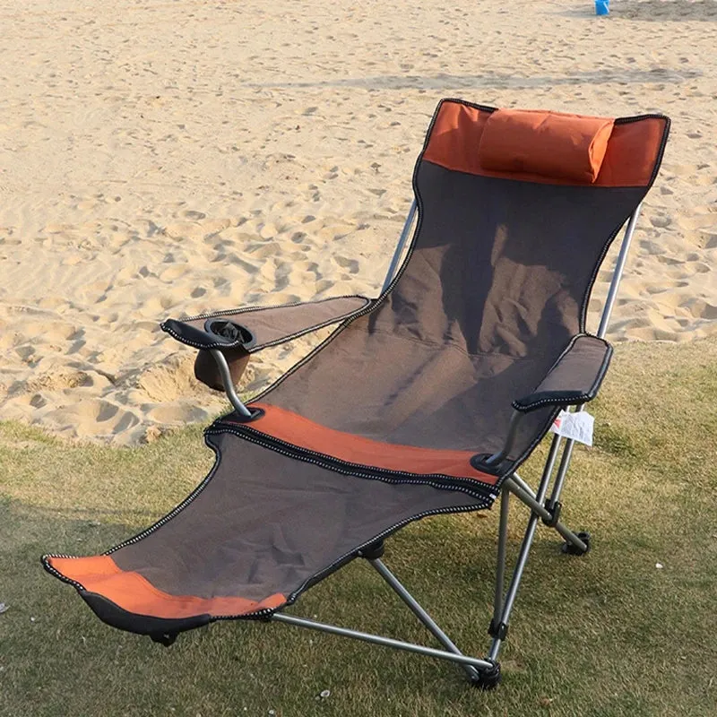 Outdoor Backrest with Four Adjustable Beach Recliner Portable and Simple for Camping and Fishing Noneed to Install Folding Chair
