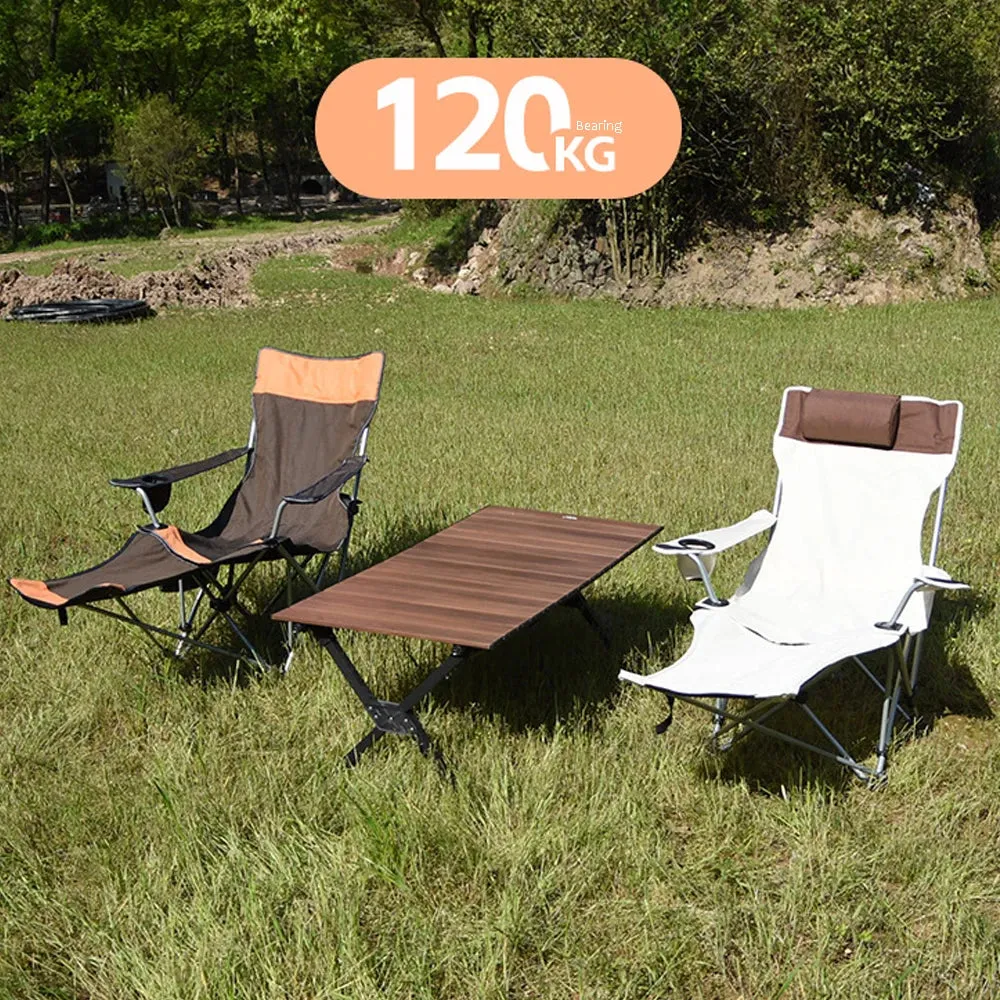 Outdoor Backrest with Four Adjustable Beach Recliner Portable and Simple for Camping and Fishing Noneed to Install Folding Chair