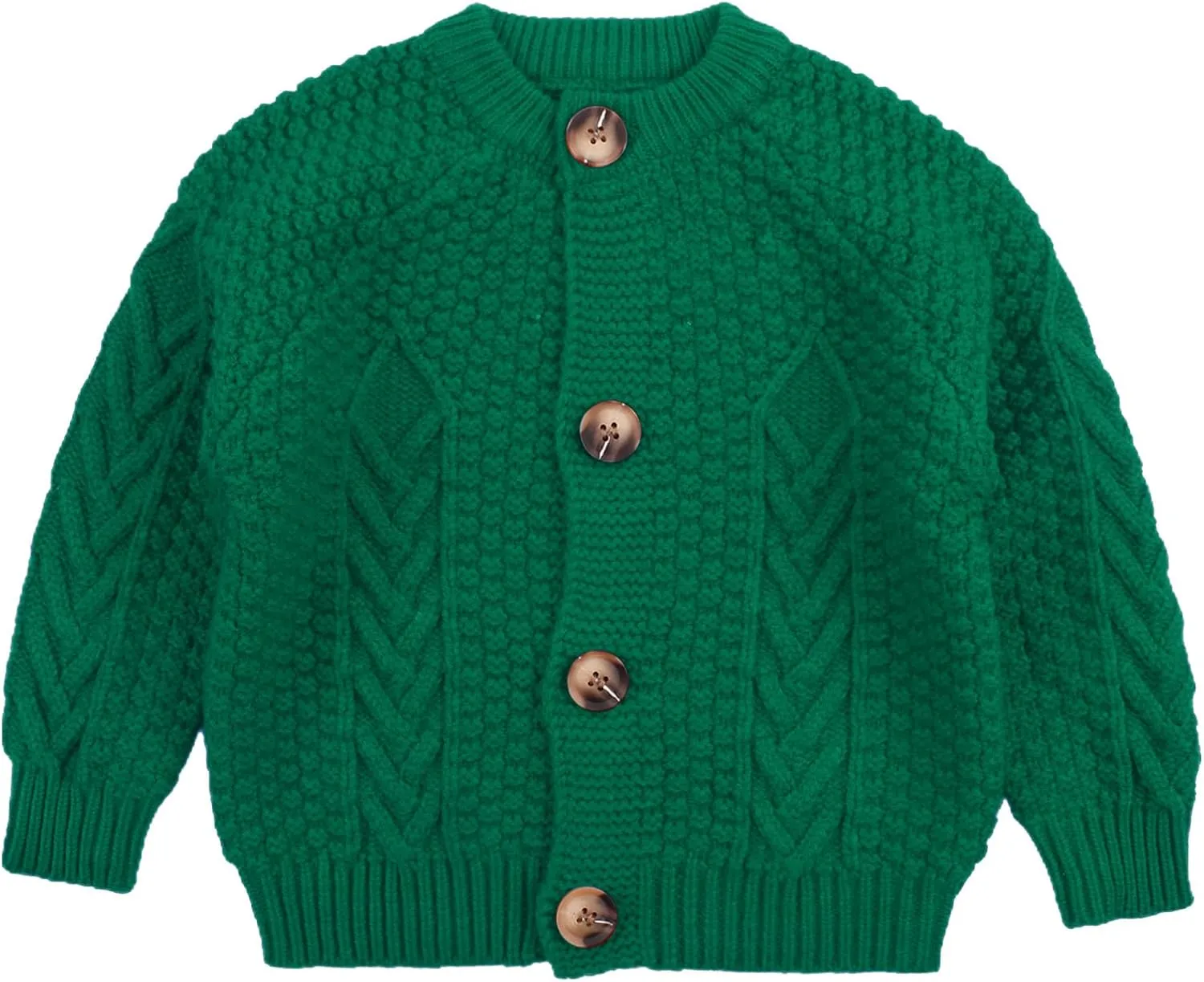 Peecabe Toddler Girl Sweaters Cable Knit Long Sleeve Crewneck Chunky Crochet Cardigans 1-6T