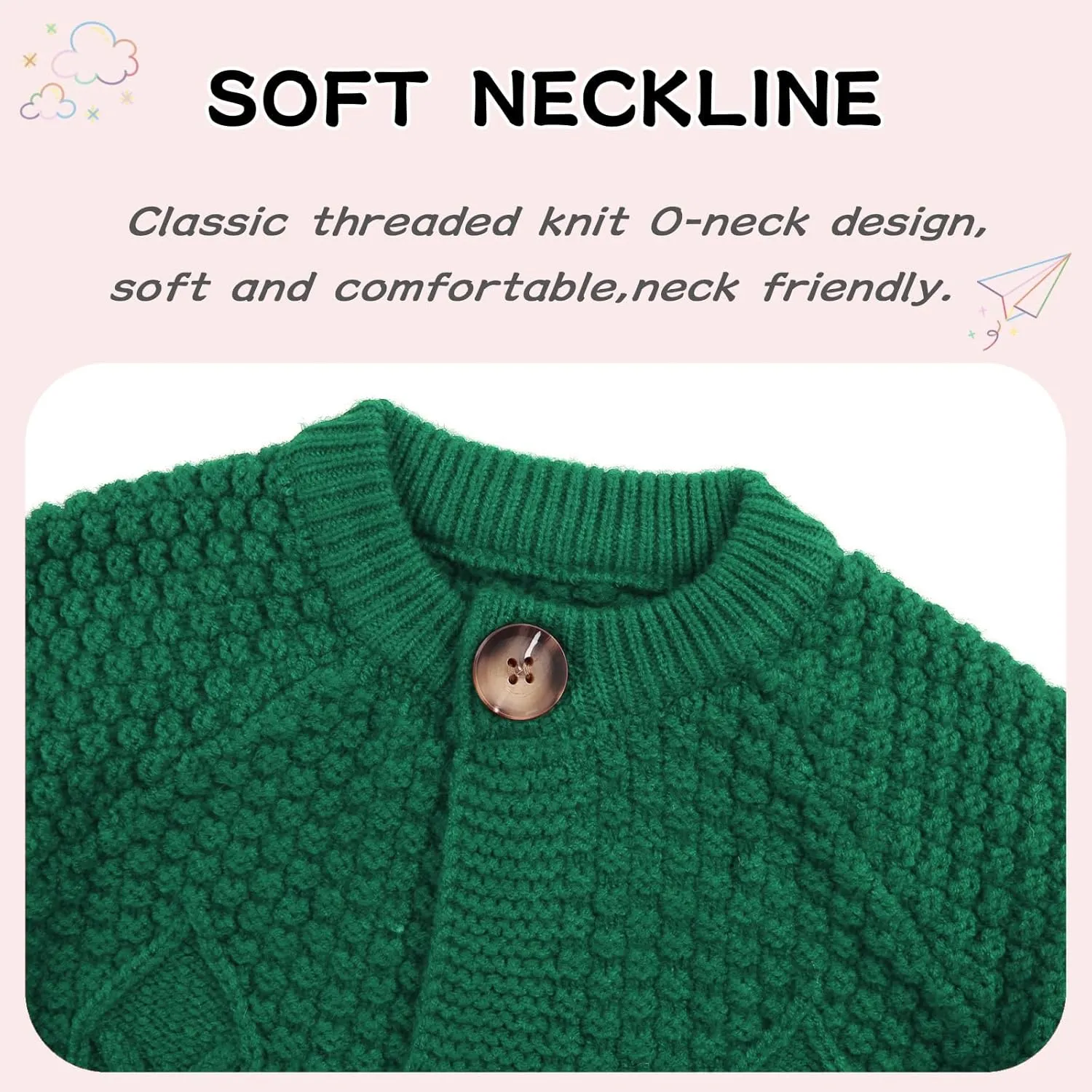 Peecabe Toddler Girl Sweaters Cable Knit Long Sleeve Crewneck Chunky Crochet Cardigans 1-6T