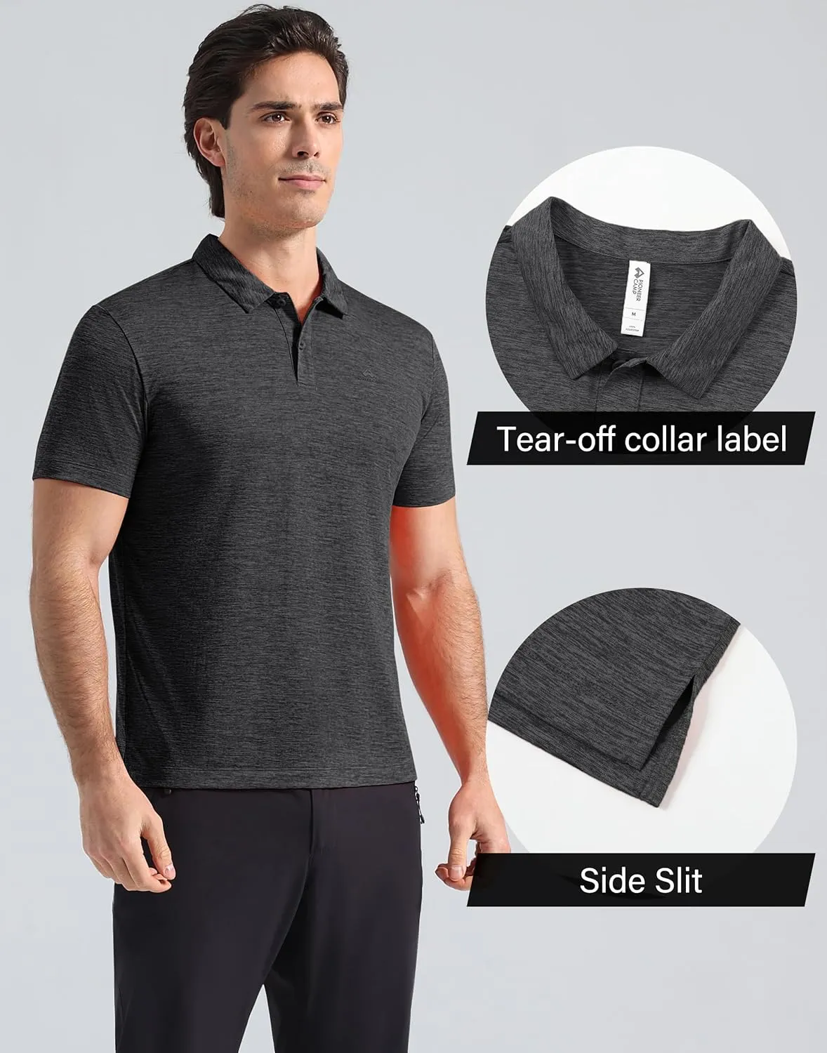 Pioneer Camp Men's Golf Shirt UPF 50  Quick Dry Polo Shirts Short Sleeve Moisture Wicking Performance Tees Collar Work Shirts