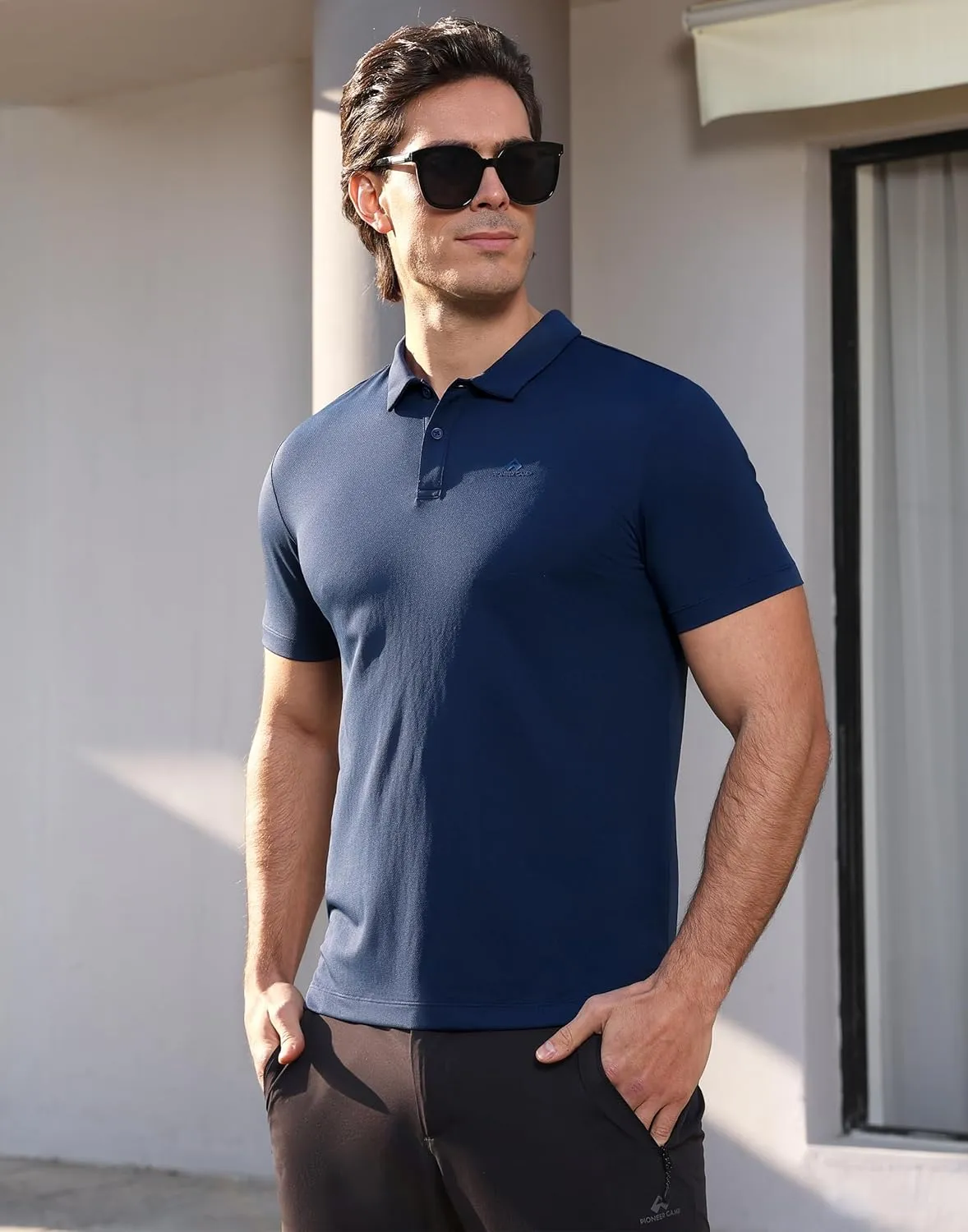 Pioneer Camp Men's Golf Shirt UPF 50  Quick Dry Polo Shirts Short Sleeve Moisture Wicking Performance Tees Collar Work Shirts