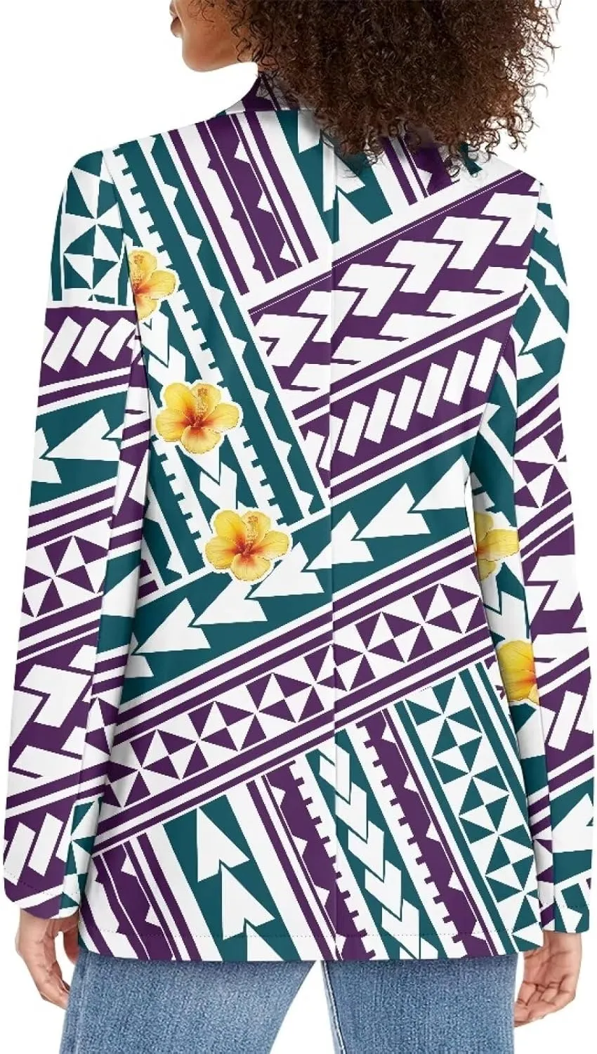 Polynesian Tribal Clothing Samoa Women's Puletasi Blazer Work Offic Blazer Jackets with Pockets Plus Size Blazer