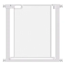 Pressure Fit Safety Gate for Doors and Stairs, Dog Gate with Auto Close, Pet Barrier for Hallways, with Double Locking Openings 75-82 cm White