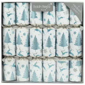 Robin Reed White with Blue Trees Christmas Crackers