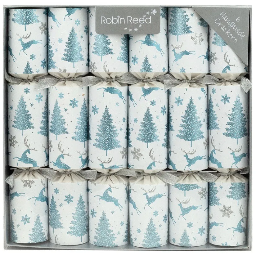 Robin Reed White with Blue Trees Christmas Crackers