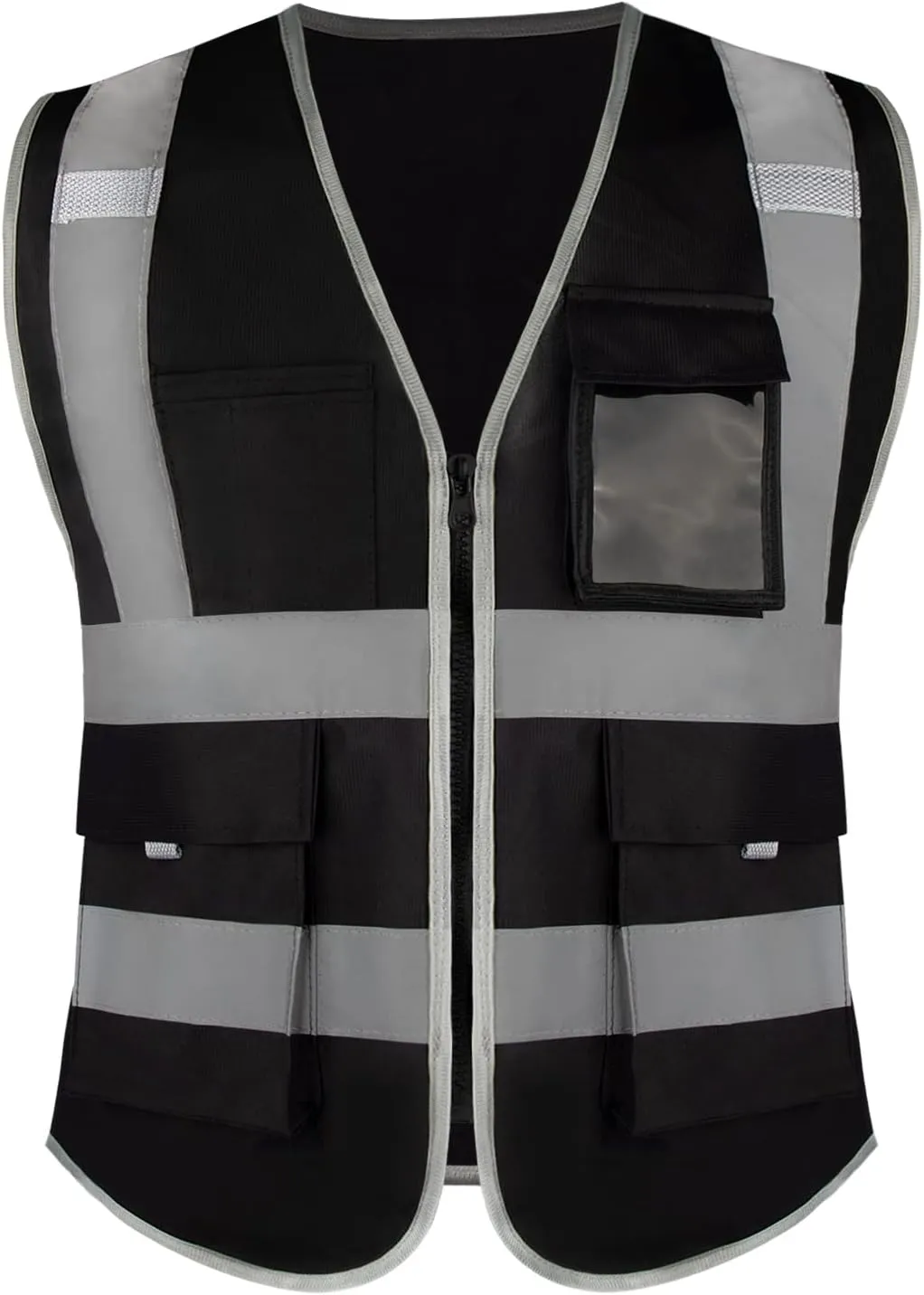 Safety Reflective Work Vest 6 Pack for Men and Women with 8 Pockets and Zipper High Visibility Construction Outerwear