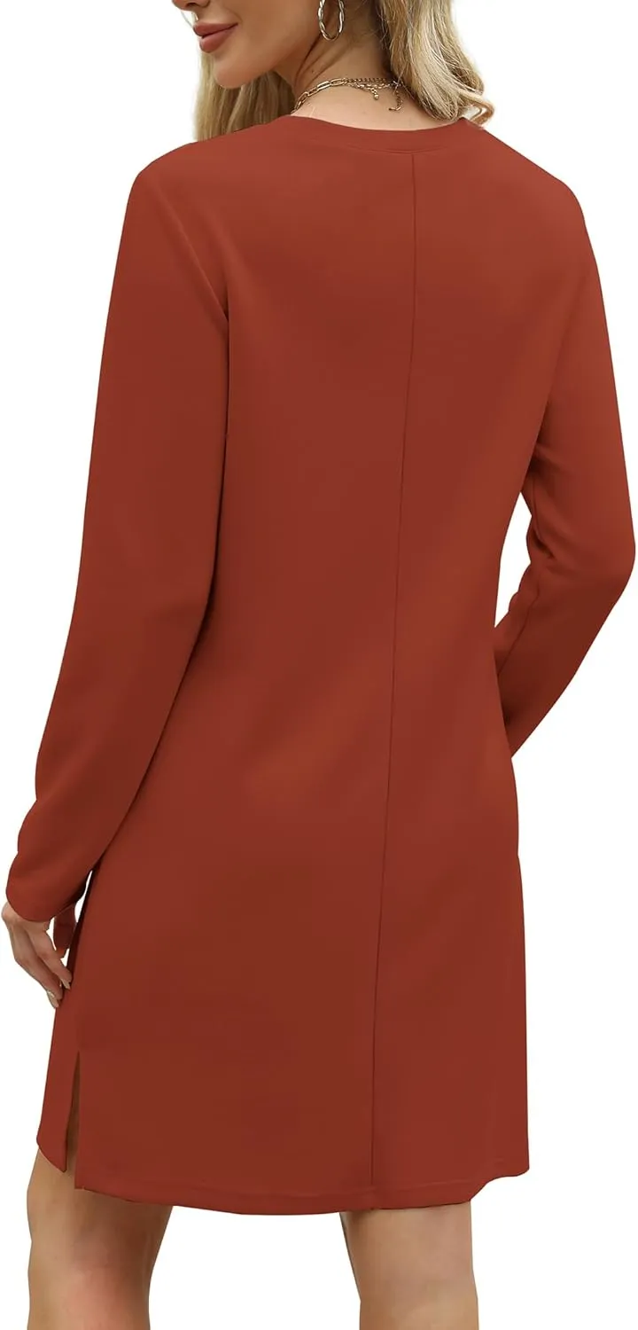 SAMPEEL Dresses for Women 2024 Casual Long Sleeve Dress Trendy Fall Fashion Cozy Travel Airport Outfits